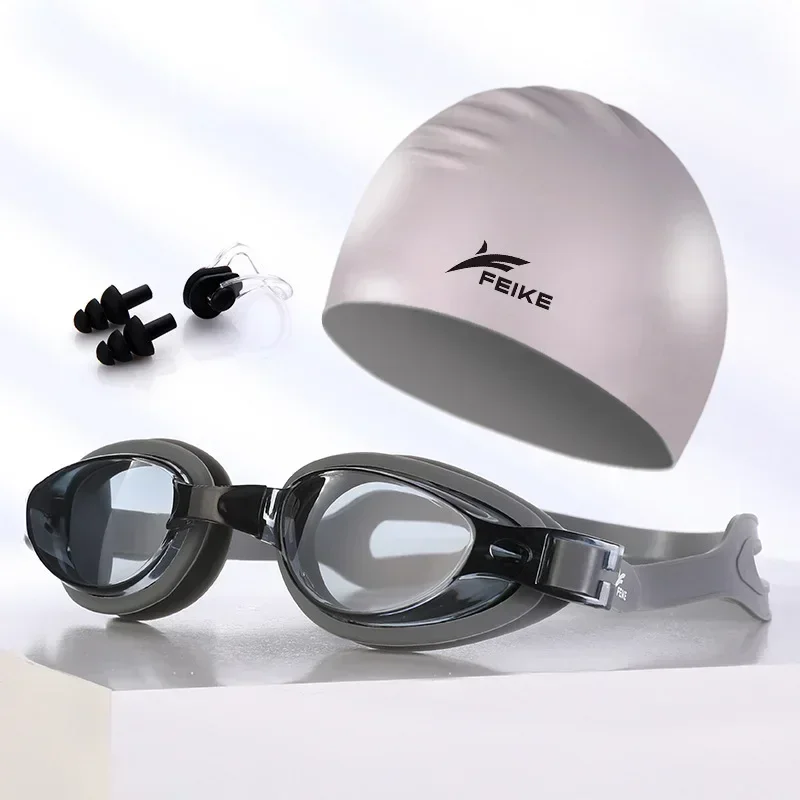 Swim Cap Silicone - 2025 สายตาสั้นแว่นตาว่ายน้ําหมวกว่ายน้ําแว่นตาว่ายน้ํา Anti-FOG หมวกว่ายน้ํากันน้ํากันน้ําคลิปจมูกปลั๊กอุดหูชุด
