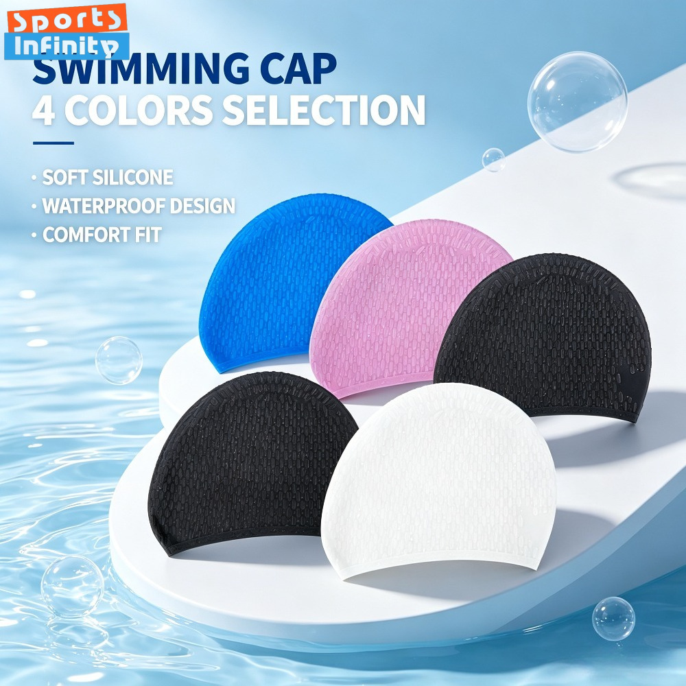 Swim Cap Silicone - หมวกว่ายน้ำซิลิโคนสำหรับผู้ใหญ่ ผู้หญิง ผู้ชาย ยืดหยุ่นได้ เหมาะสำหรับสระว่ายน้ำ ชายหาด