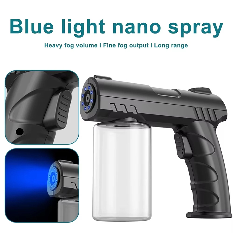 Sports Equipment Disinfectant Spray - ขวดสเปรย์พ่นผมแบบมือถือ 280 มล. พร้อมไฟนาโนบลูไลท์ USB ปืนพ่นไอน้ำฆ่าเชื้อไฟฟ้าสำหรับใช้ในครัวเรือน