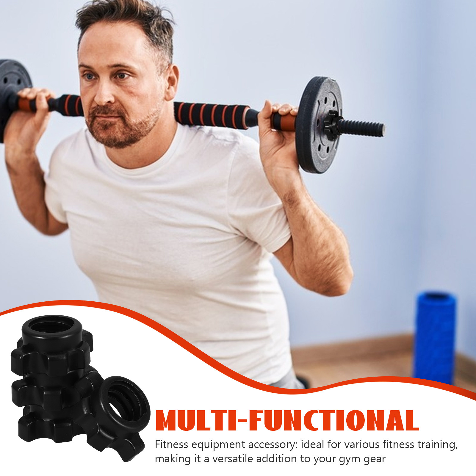 Sports Equipment Online - ชุดอุปกรณ์ล็อคบาร์เบลแบบน็อตพลาสติก 4 ชิ้น สำหรับยึดบาร์ดัมเบล อุปกรณ์ออกกำลังกาย สำหรับยึดบาร์ดัมเบลในยิมที่บ้าน