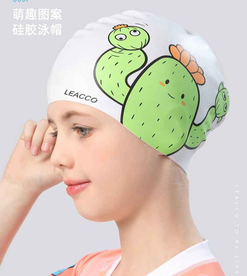 Swim Cap Silicone - หมวกว่ายน้ำซิลิโคนกันน้ำสำหรับเด็ก ป้องกันหู หมวกว่ายน้ำลายการ์ตูนน่ารักสำหรับเด็กชายและเด็กหญิง หมวกว่ายน้ำสำหรับผมยาว อุปกรณ์อาบน้ำ