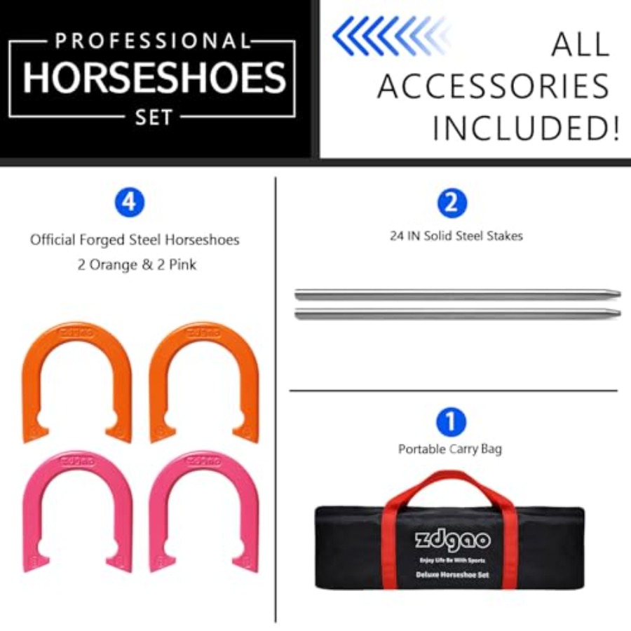 ชุดเกมกลางแจ้งสำหรับสนามหลังบ้ - Horseshoe Game Set บทวิจารณ์และราคา