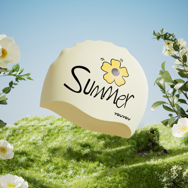 หมวกว่ายน้ำซิลิโคนลายการ์ตูนสำ - Swim Cap Silicone บทวิจารณ์และราคา